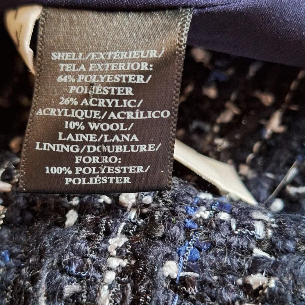 Ann Taylor Skirt Set  Blue/Black Tweed Fully Lined, Pristine  Soft Size 14 - Picture 7 of 8